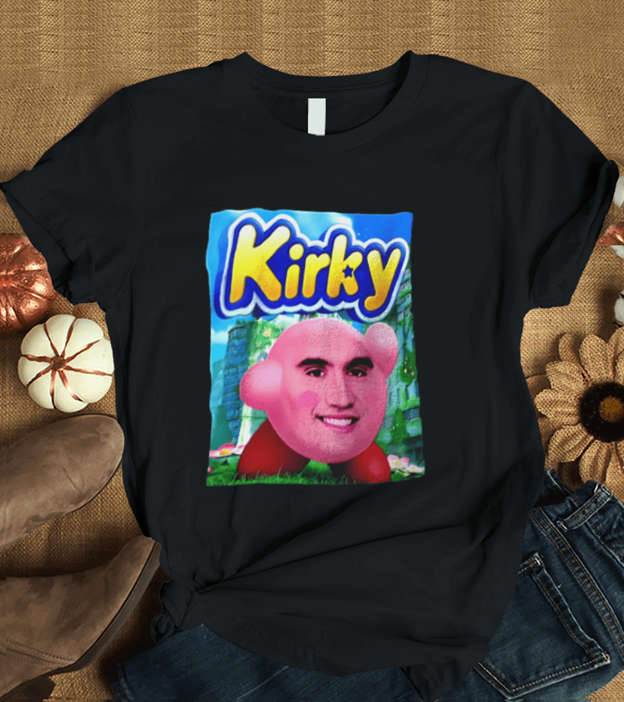 Kirky Kirby Nintendo Inspired Face Mashup Retro Gaming Nostalgia T-Shirt