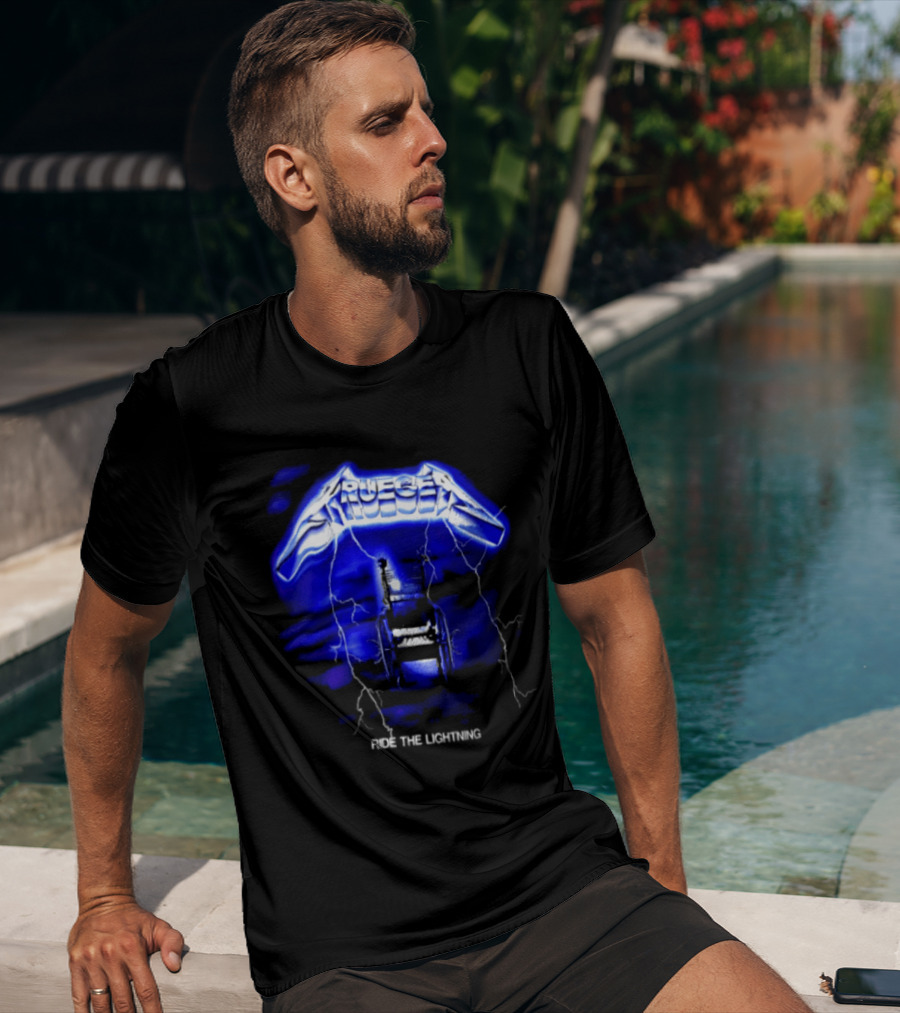 Krueger Ride The Lightning Wheelchair Electric Blue Thunderbolt T-Shirt