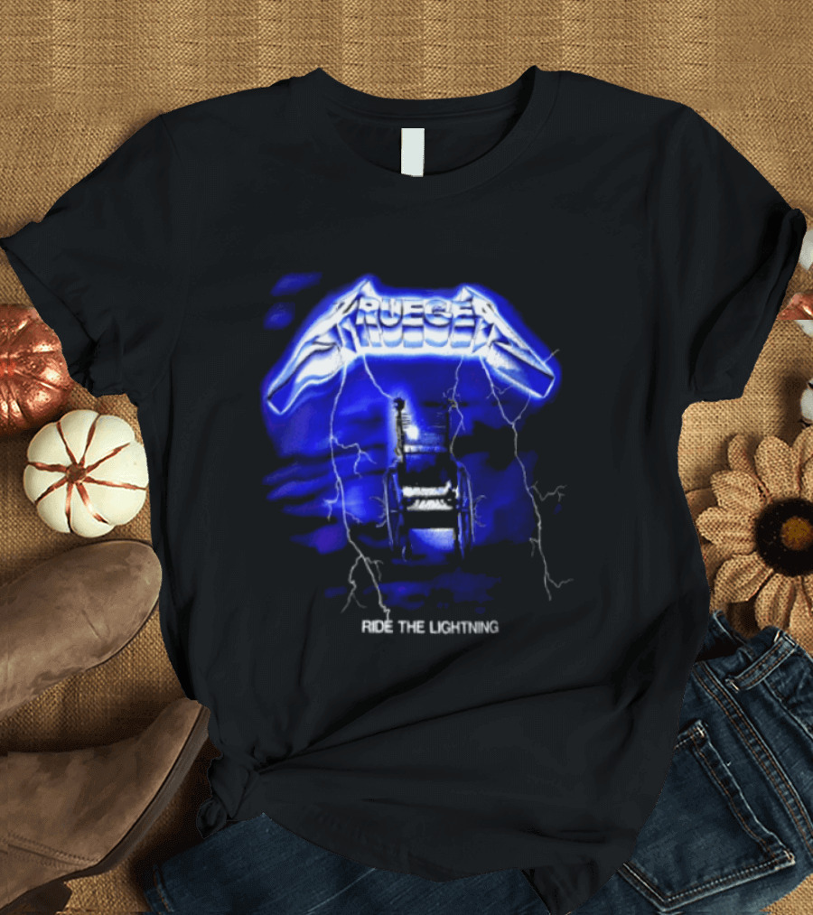Krueger Ride The Lightning Wheelchair Electric Blue Thunderbolt T-Shirt