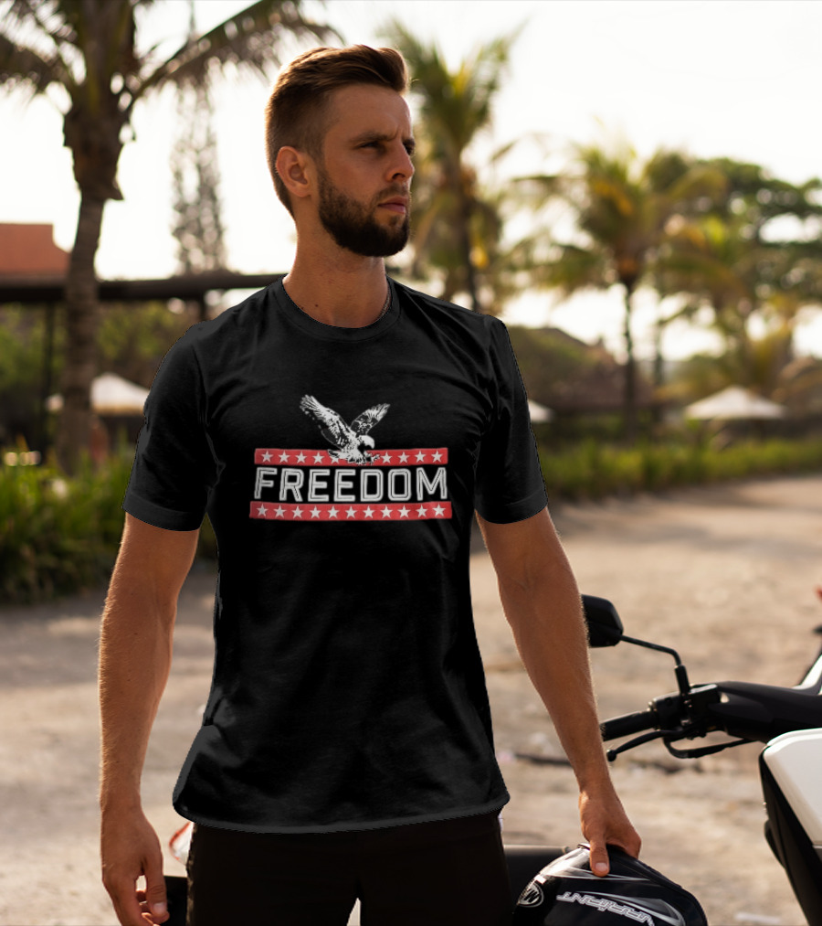 Freedom Swooping Eagle With Stars And Stripes Banners T-Shirt