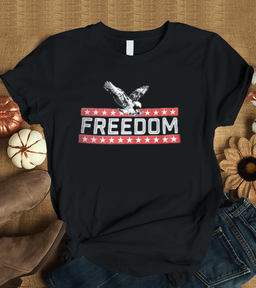 Freedom Swooping Eagle With Stars And Stripes Banners T-Shirt