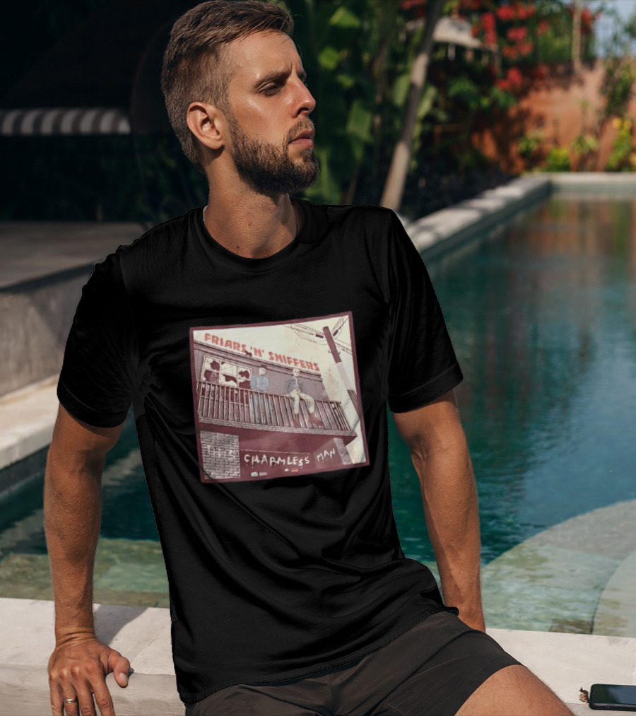 Friars N Sniffers Charmless Man Two Figures Balcony Broken Windows T-Shirt