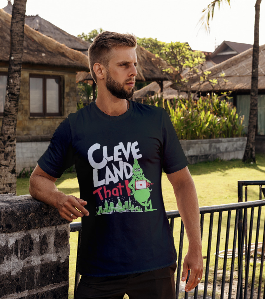 Cleveland That I Grinch Holiday Skyline Sweater T-Shirt