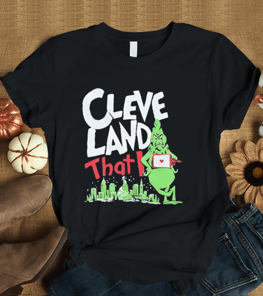 Cleveland That I Grinch Holiday Skyline Sweater T-Shirt