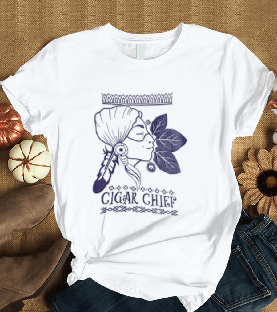 Cigar Chief Native American Smoking Profile T-Shirt