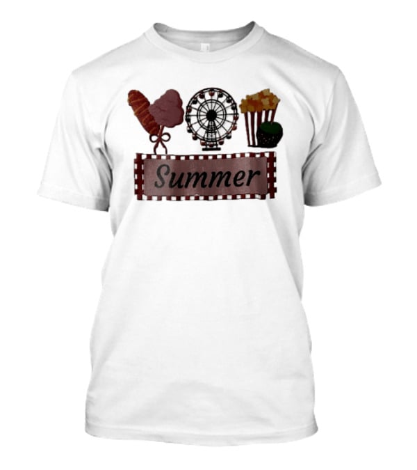 Summer Corn Dog Cotton Candy Ferris Wheel Popcorn Caramel Apple T-Shirt