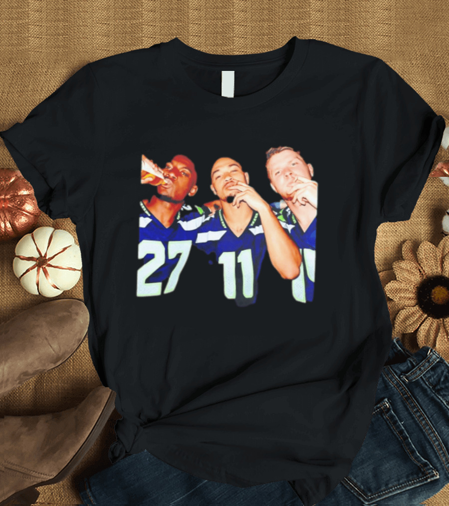 Avery Smith Jaxon Smith Njigba Sam Darnold Seattle Seahawks Smoking Image T-Shirt