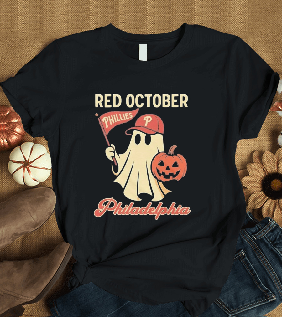 Red October Phillies Ghost Pumpkin Philadelphia T-Shirt