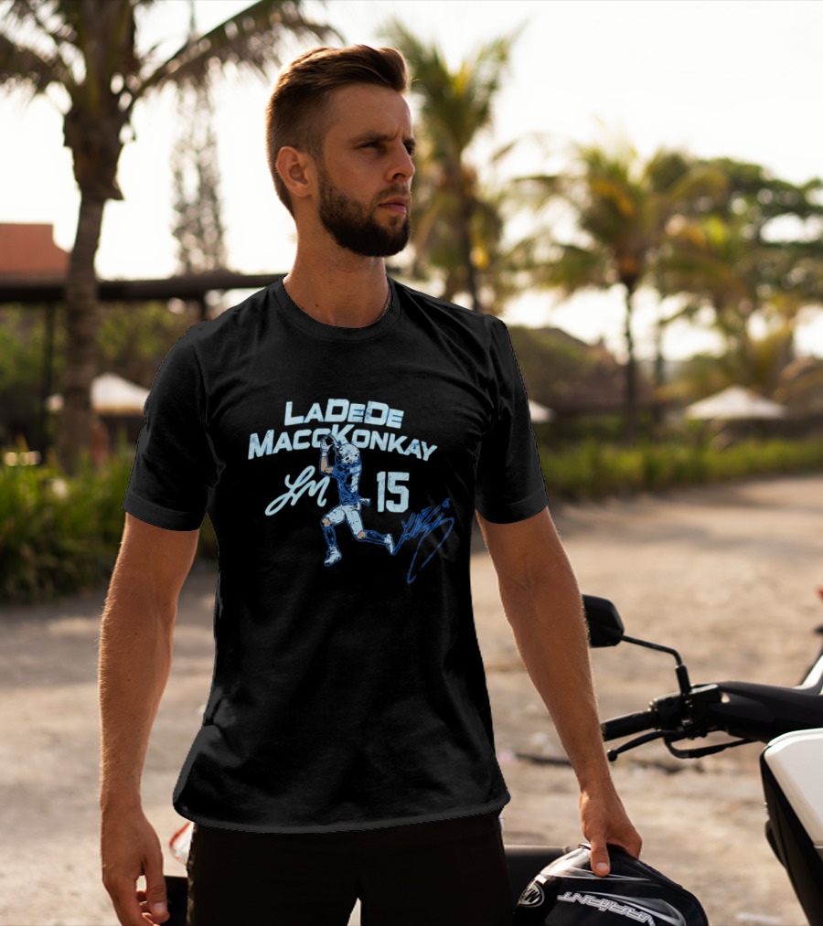 LaDeDe MaccKonkay Football Catch 15 Jersey Action T-Shirt