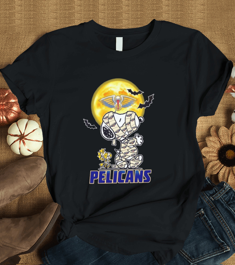 New Orleans Pelicans Snoopy Woodstock Mummy Halloween Cosplay T-Shirt