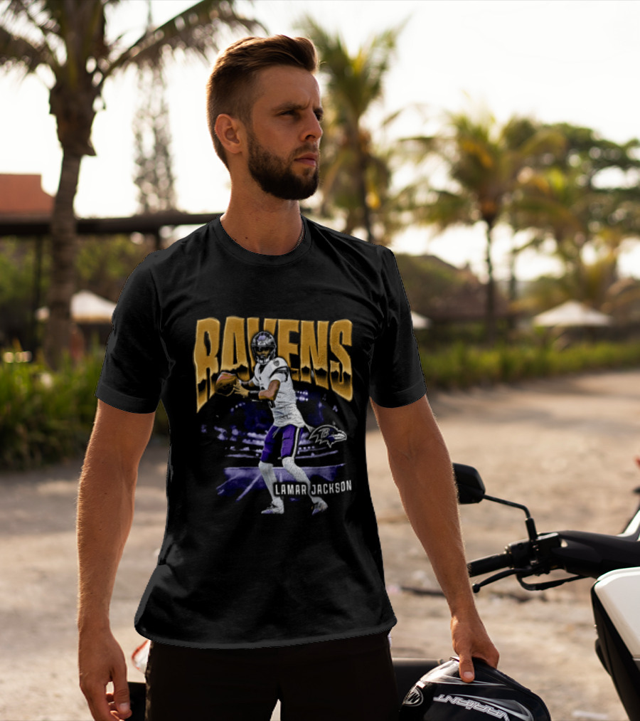 Ravens Lamar Jackson Football Iconic Quarterback T-Shirt