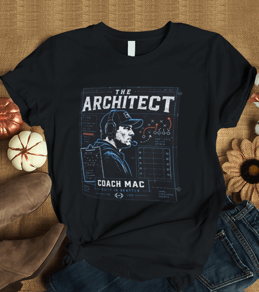 The Architect Coach Mac Built In Seattle Seahawks Strategy Playbook 2024 T-Shirt