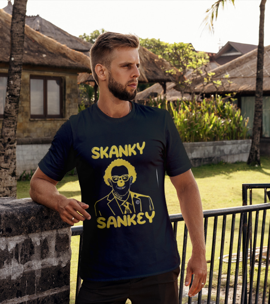 Skanky Sankey Couyon Clown Glasses Yellow Suit Caricature T-Shirt