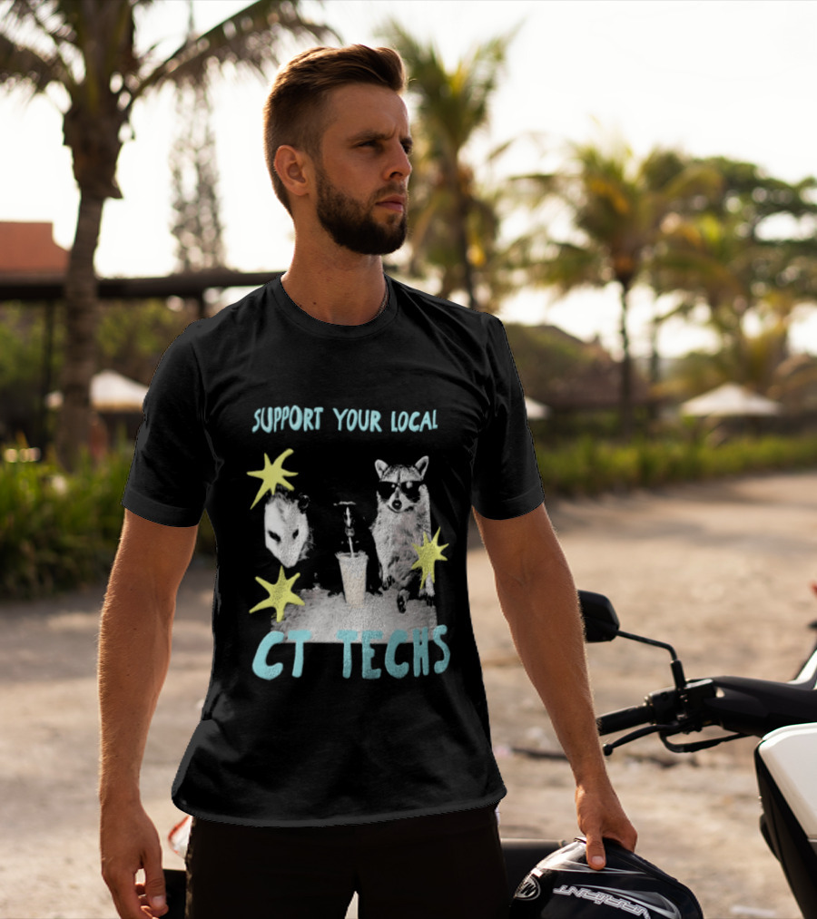 Support Your Local CT Techs Opossum Skunk Raccoon Stars T-Shirt
