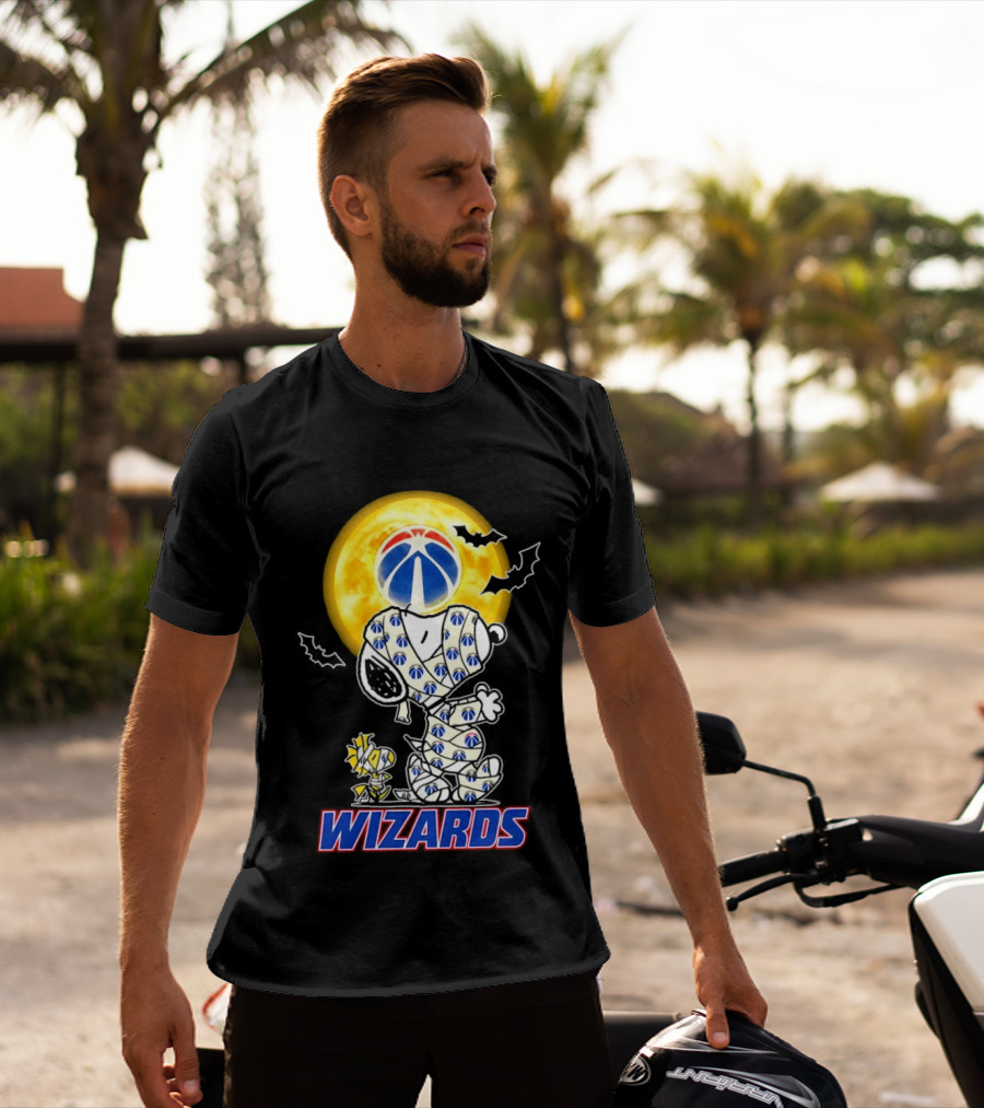 Washington Wizards Snoopy Woodstock Halloween Mummy Full Moon T-Shirt