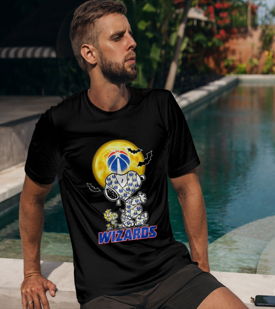 Washington Wizards Snoopy Woodstock Halloween Mummy Full Moon T-Shirt