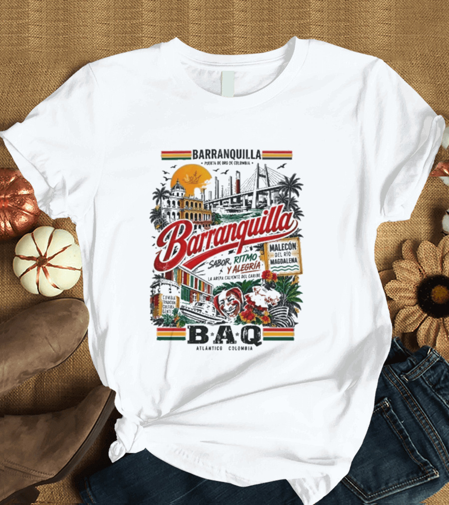 Barranquilla Colombia BAQ Sabor Ritmo Alegria Malecon Atlantico Explora T-Shirt
