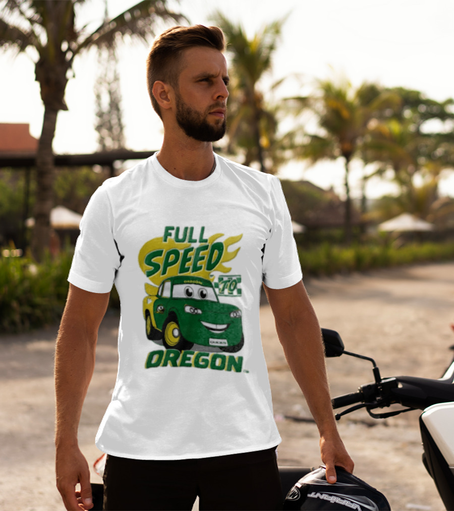 Full Speed Oregon Ducks Car Toon Sporting Team Spirit T-Shirt