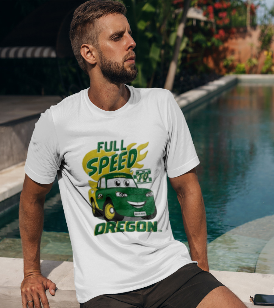 Full Speed Oregon Ducks Car Toon Sporting Team Spirit T-Shirt