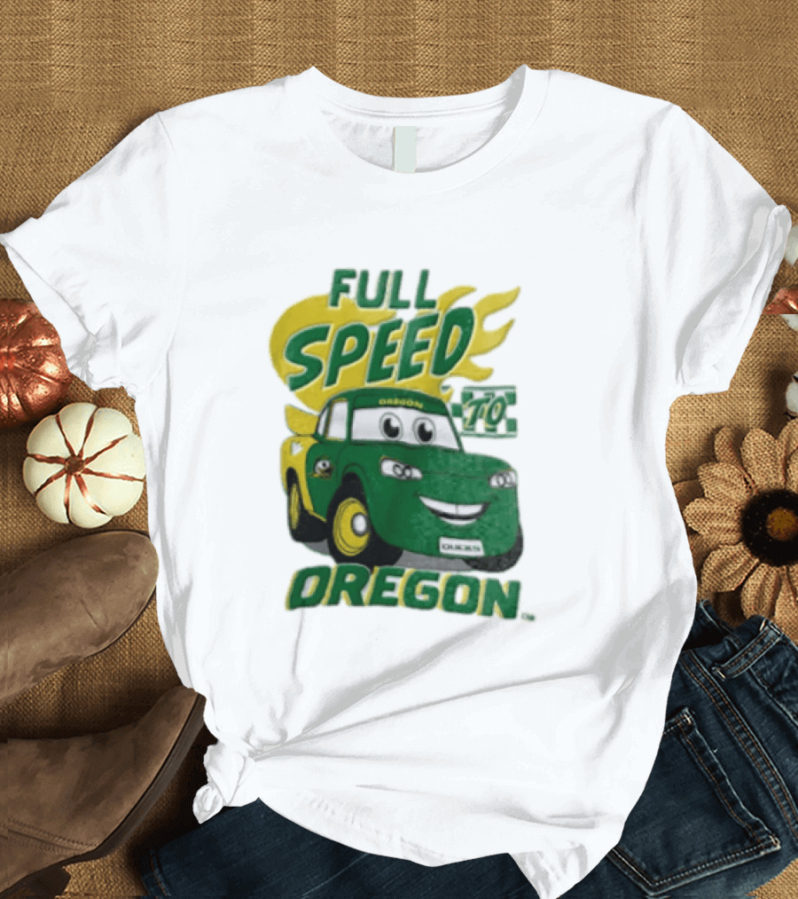 Full Speed Oregon Ducks Car Toon Sporting Team Spirit T-Shirt