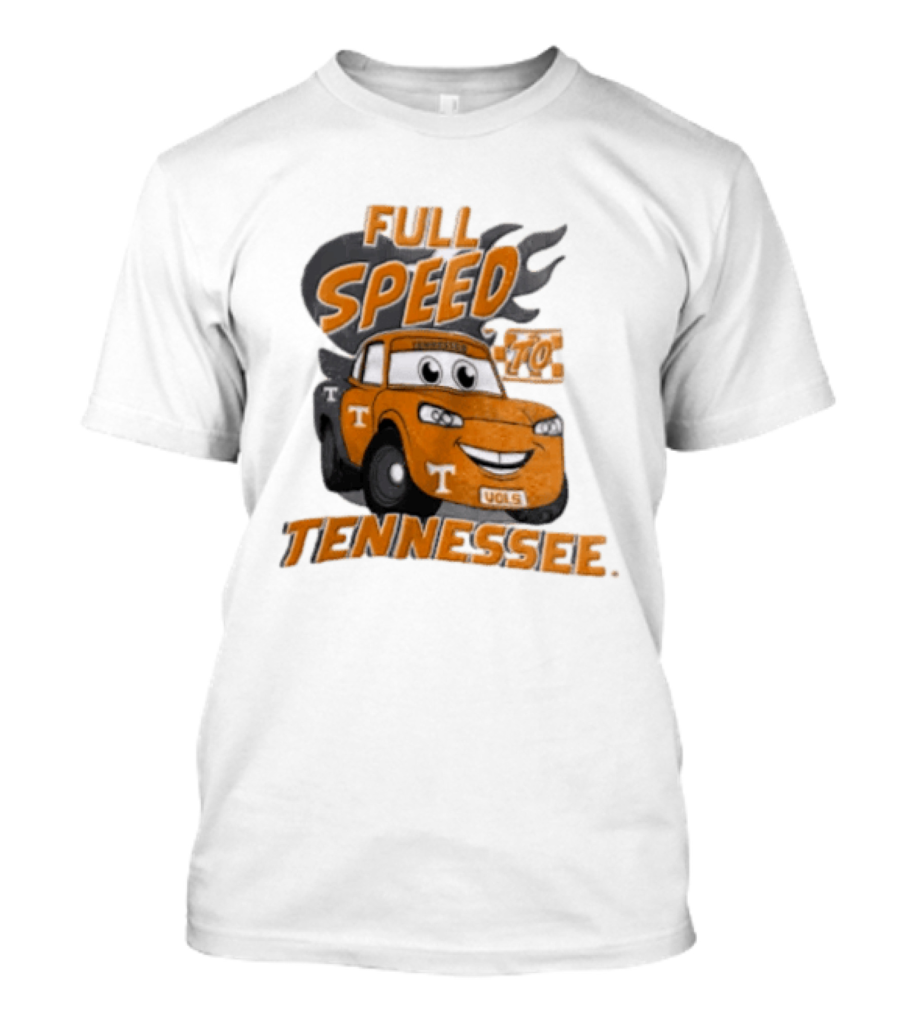 Full Speed Tennessee Vols Truck Cartoon With Flames And Number Plate T-Shirt