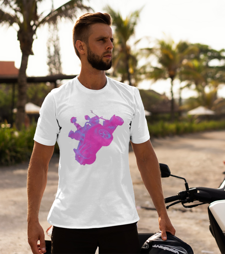 Hot Topic Gorillaz Neon Buggy Pink Blue Vehicle T-Shirt