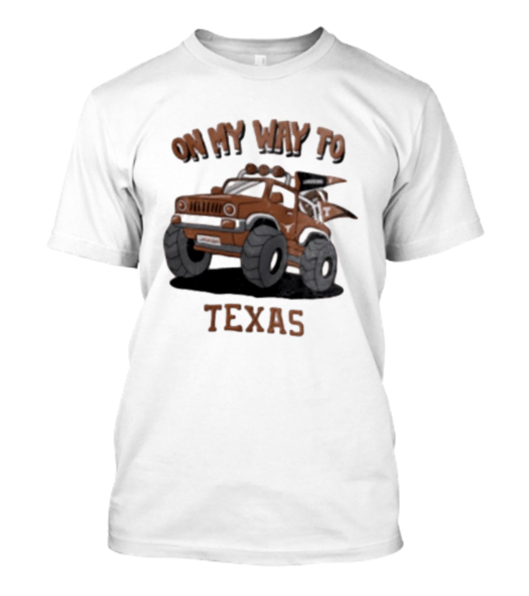 On My Way To Texas Monster Truck Longhorns T-Shirt