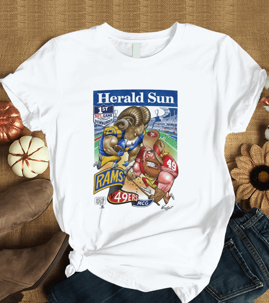 Herald Sun 1st NFL Game Down Under September 11 2026 Rams Vs 49ers MCG Melbourne T-Shirt