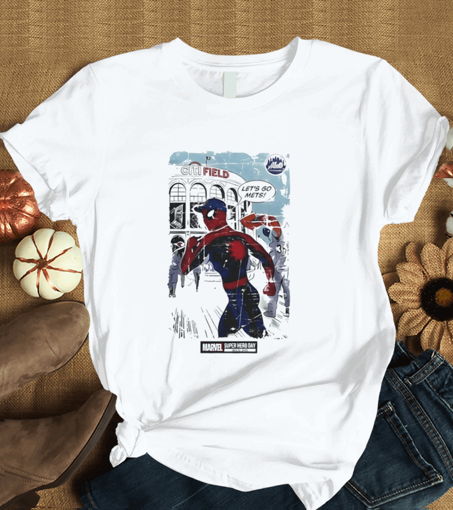 Marvel Spiderman Citi Field Let's Go Mets T-Shirt
