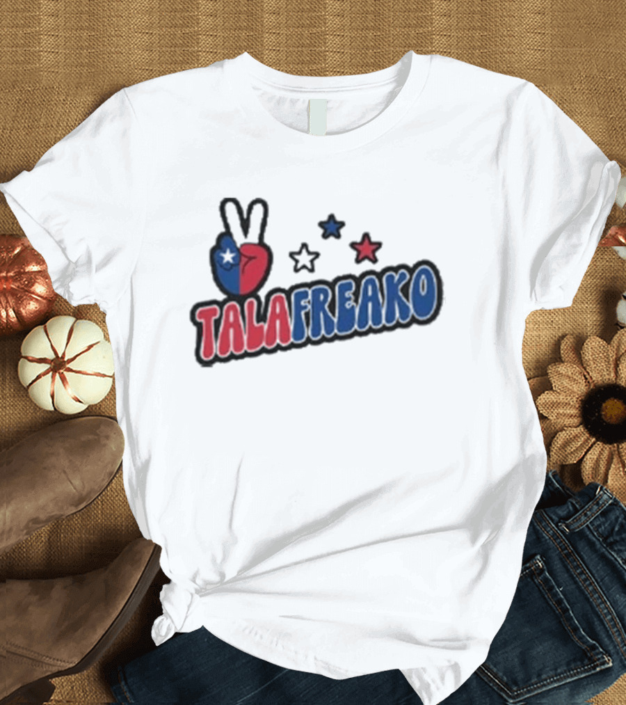TALAFREAKO Chilean Flag Peace Sign Stars Patriotic T-Shirt