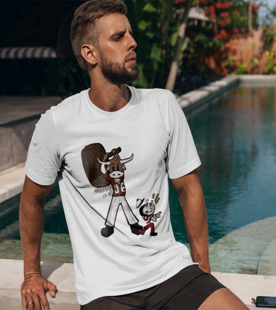 Texas Longhorns University Co Op Cartoon Longhorn 96 Football T-Shirt