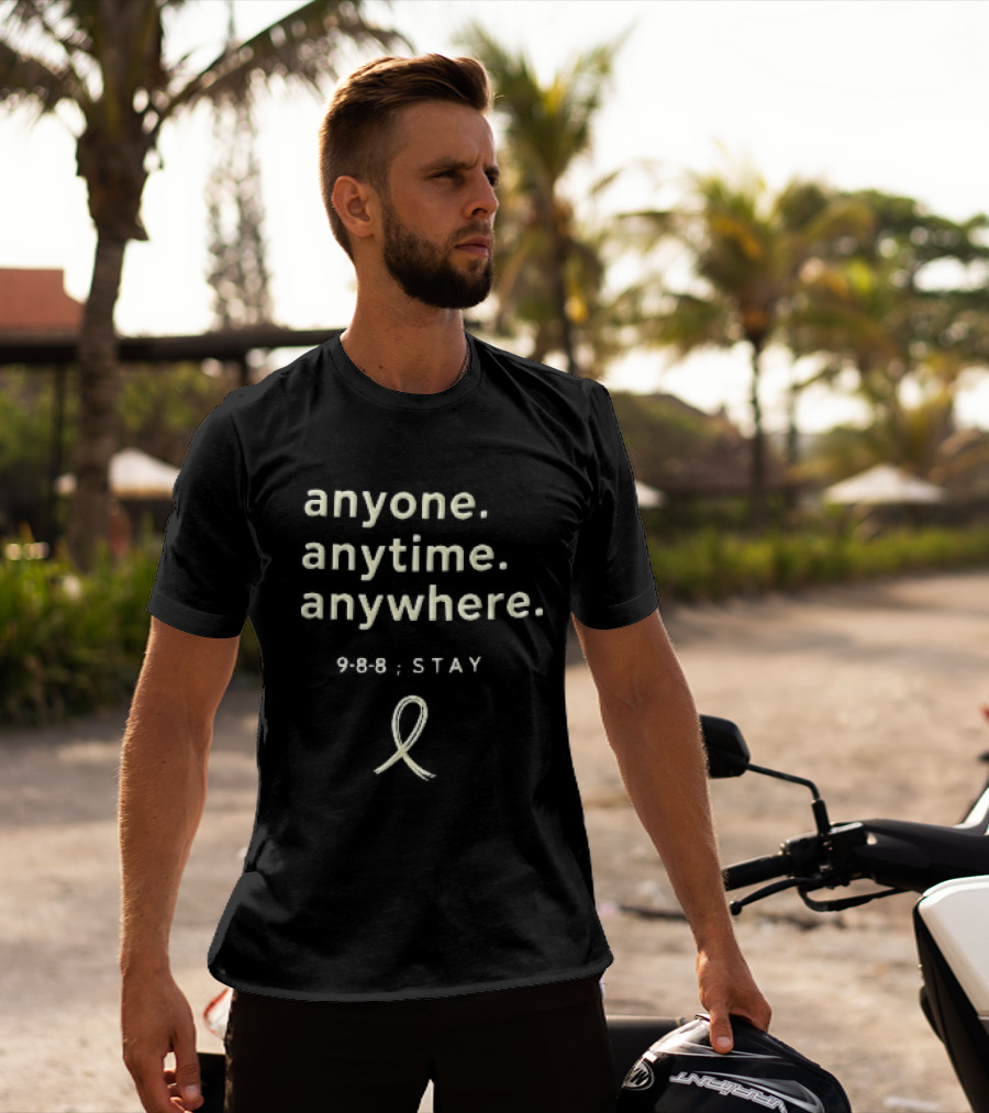 Anyone Anytime Anywhere 9 8 Stay Yellow Awareness Ribbon T-Shirt