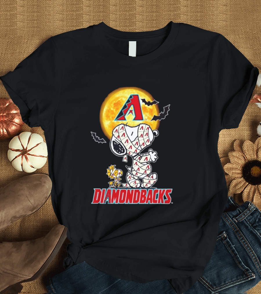Arizona Diamondbacks Snoopy Woodstock Mummy Halloween Moon Bats T-Shirt