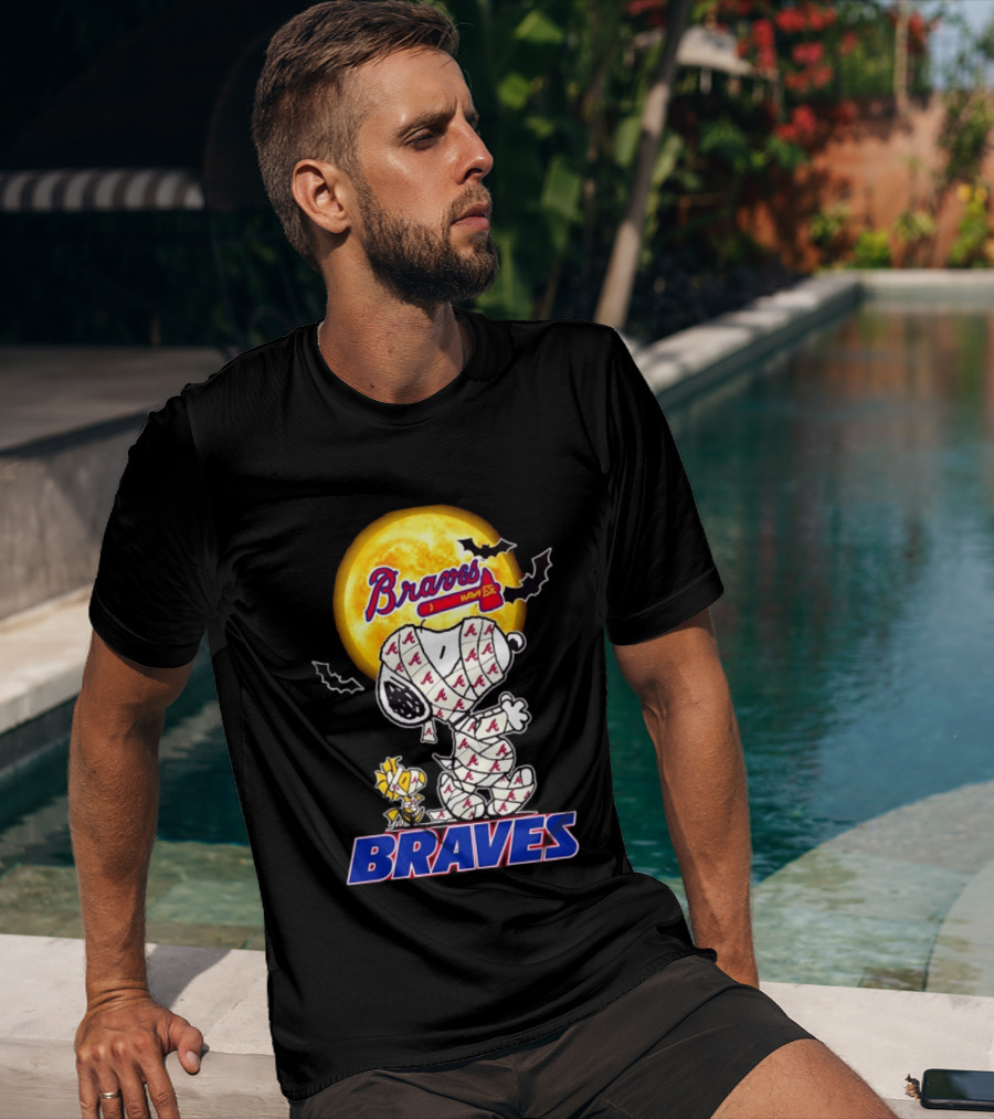 Atlanta Braves Halloween Snoopy Woodstock Mummy Cosplay T-Shirt