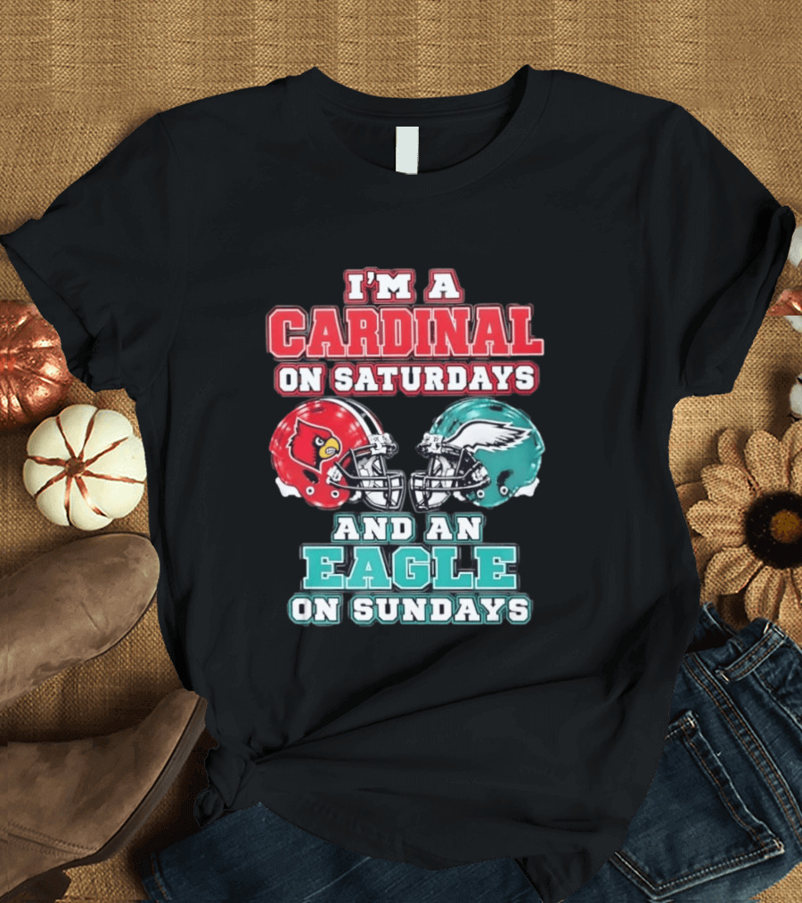 I'm A Cardinal On Saturdays And An Eagle On Sundays Football Helmets T-Shirt