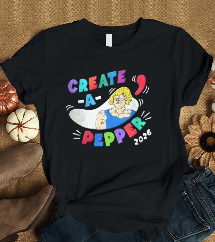 Create A Pepper 2026 Cartoon Anime Majin Vegeta T-Shirt