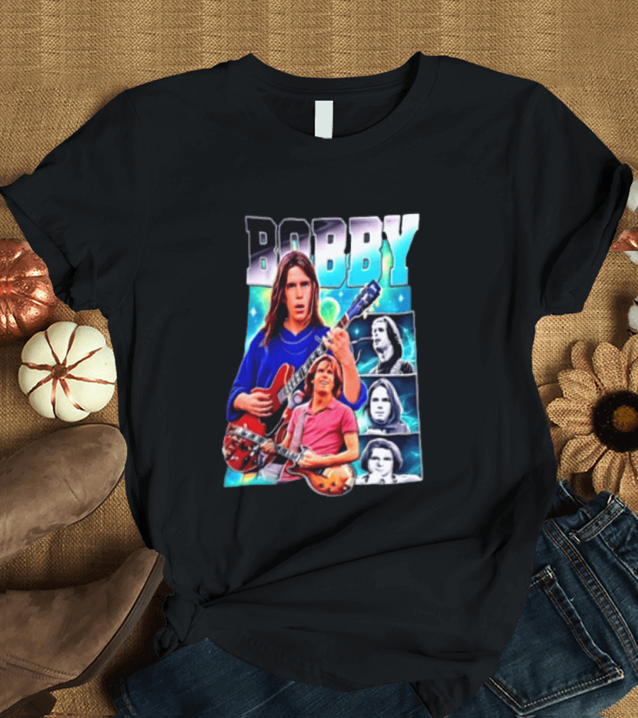 Bobby Guitarist Red Electric Guitar Collage Retro Photos T-Shirt