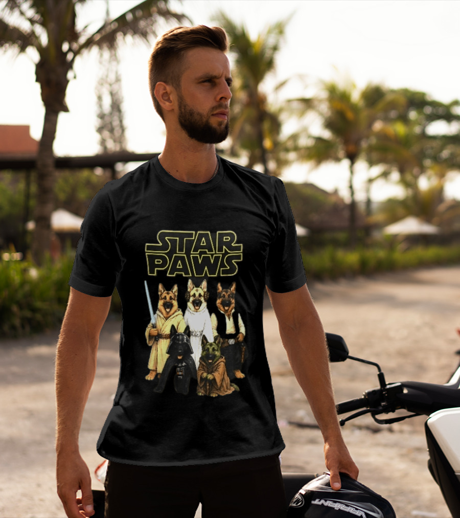 Star Paws German Shepherd Dogs In Space Costumes With Lightsaber T-Shirt