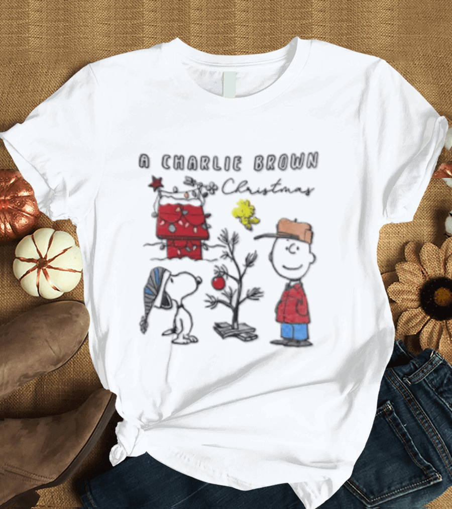 A Charlie Brown Christmas Snoopy Woodstock Holiday Scene T-Shirt