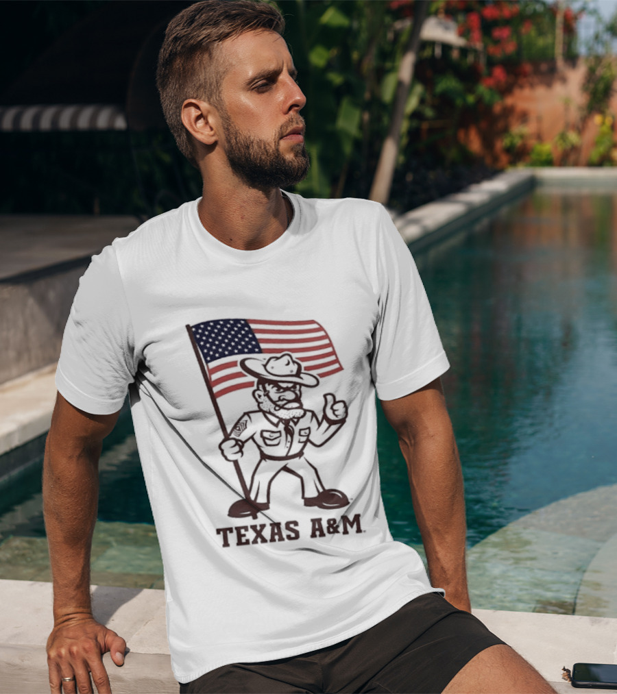 Awesome The Ol' Sarge Collection Texas A&M Maroon USA Flag T-Shirt