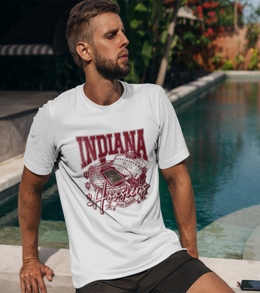 Indiana Hoosiers Never Daunted Memorial Stadium Aerial View Football Field Banner T-Shirt