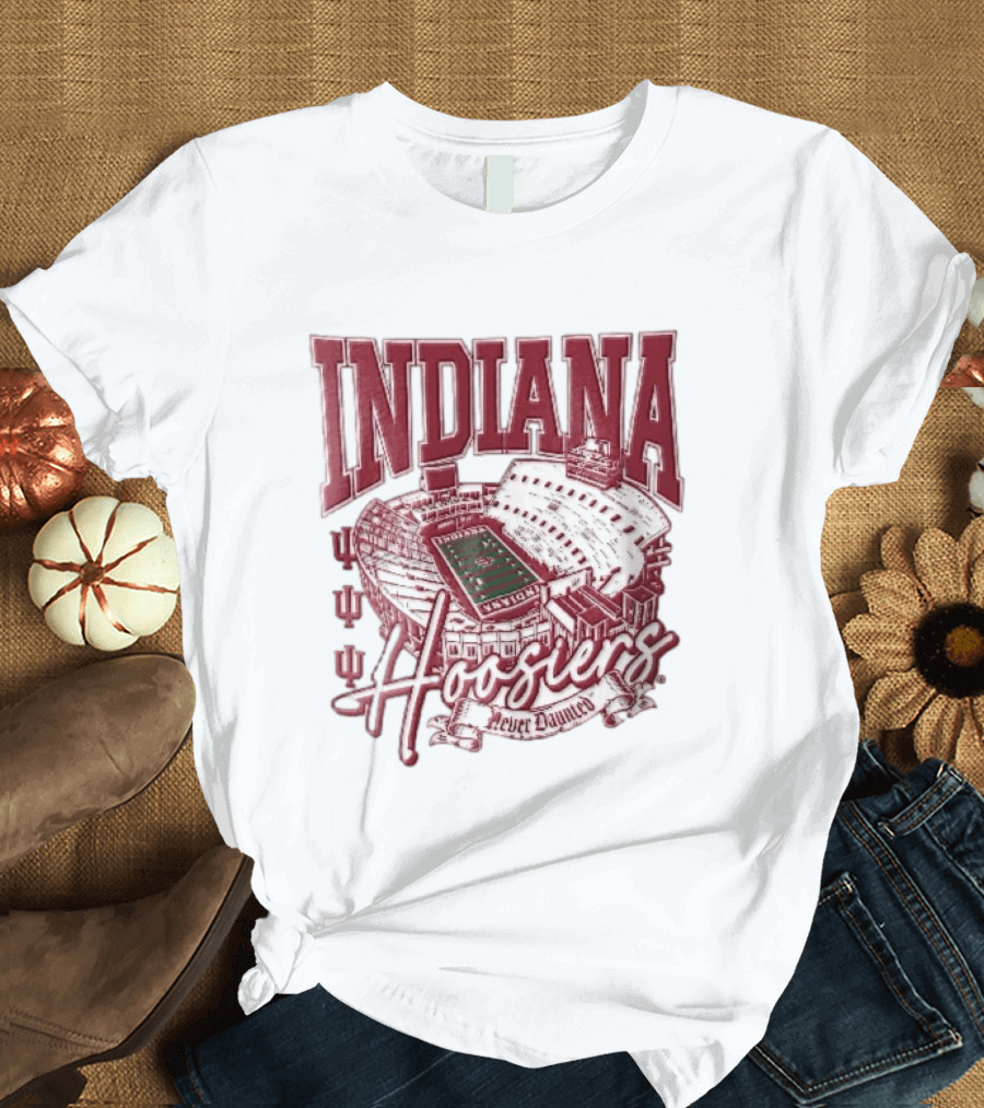 Indiana Hoosiers Never Daunted Memorial Stadium Aerial View Football Field Banner T-Shirt