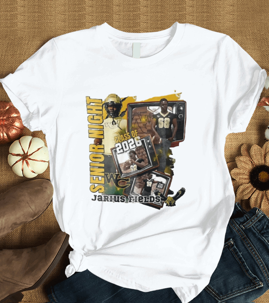 Senior Night Jarius Fields Class Of 2026 WC Football Player Collage T-Shirt