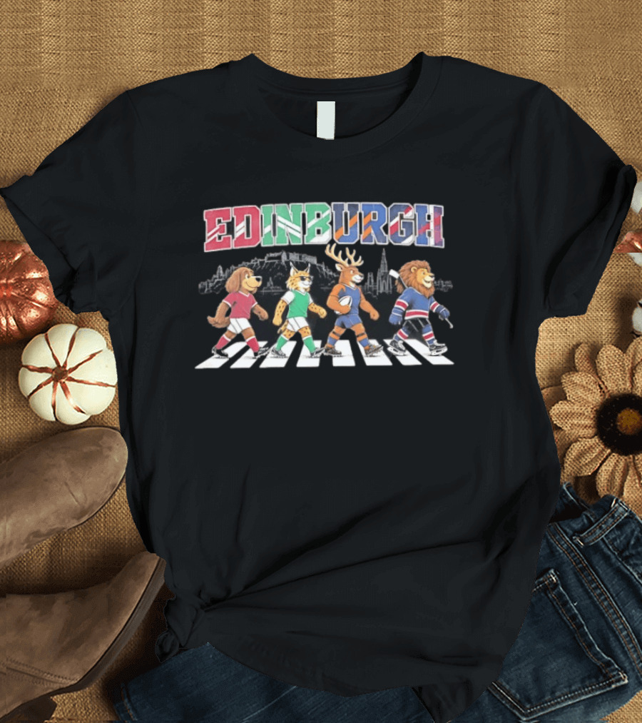 Edinburgh Animal Sports Crossing Abbey Road Football Rugby Hockey T-Shirt