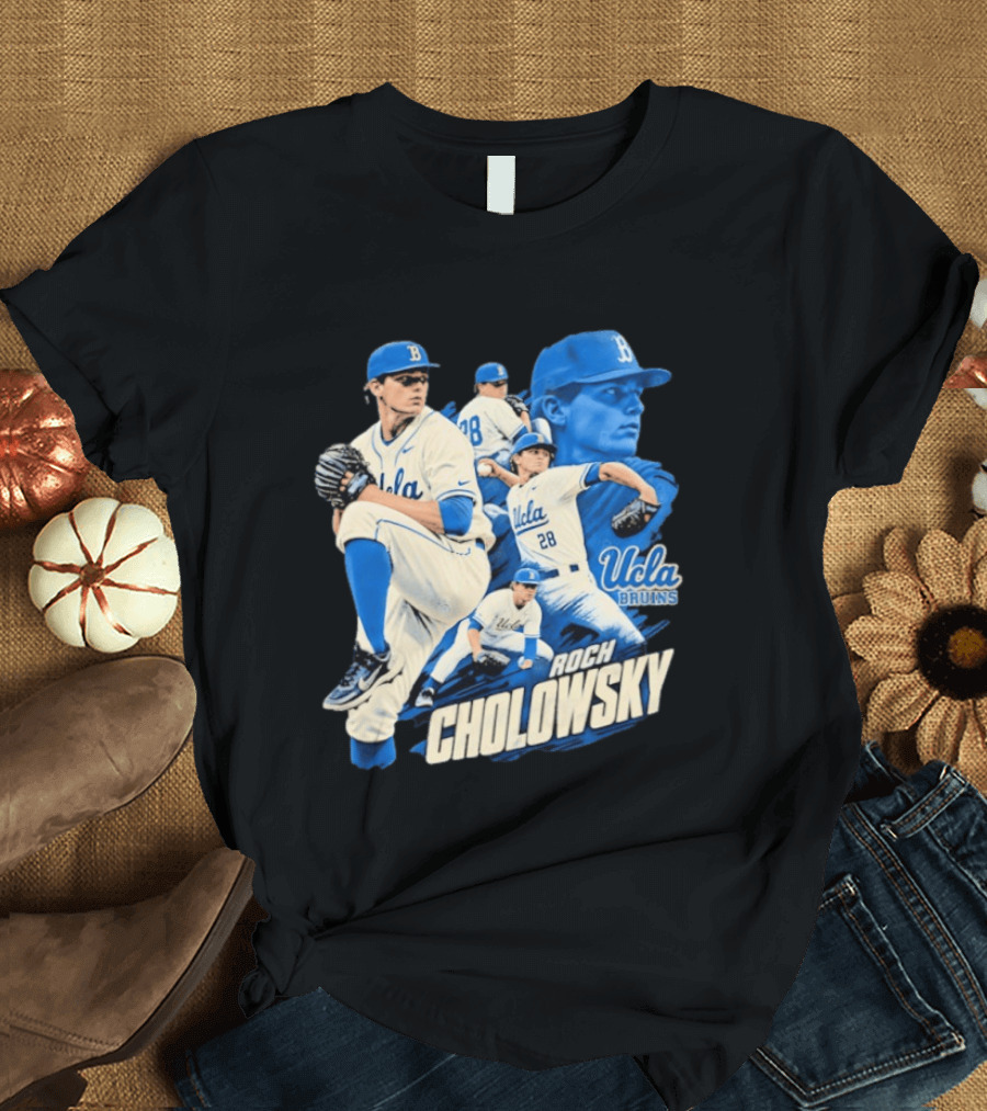 UCLA Bruins Roch Cholowsky 2026 Player Collage Baseball Pitcher Collection T-Shirt