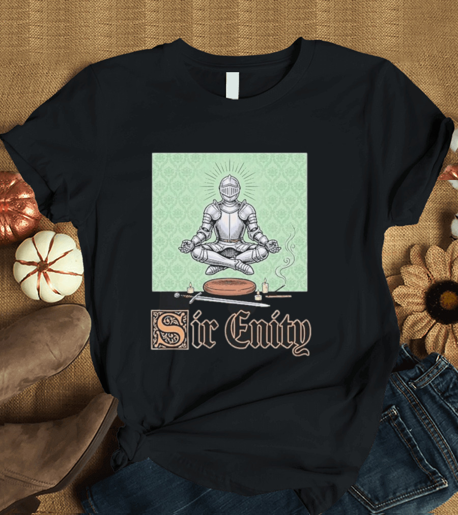 Sir Enity Knight In Meditation With Vintage Design And Candle Accents T-Shirt
