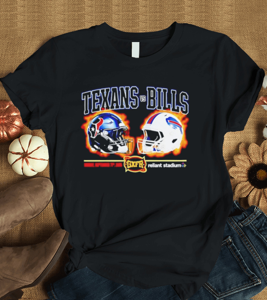 Texans Vs Bills Sunday September 13th 2026 Reliant Stadium Helmet Showdown T-Shirt