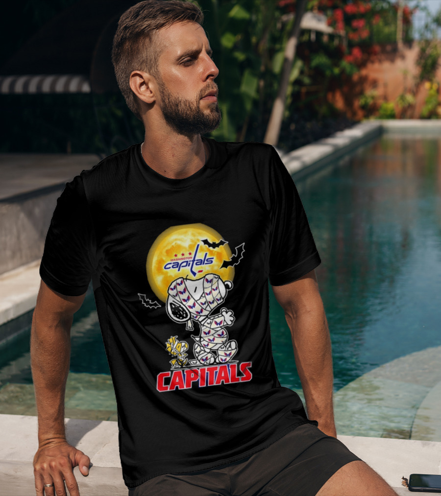 Washington Capitals Snoopy Woodstock Halloween Mummy Cosplay T-Shirt