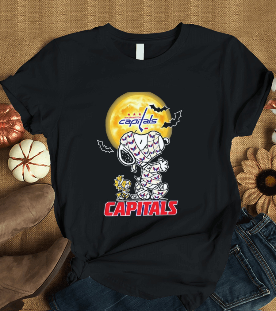 Washington Capitals Snoopy Woodstock Halloween Mummy Cosplay T-Shirt