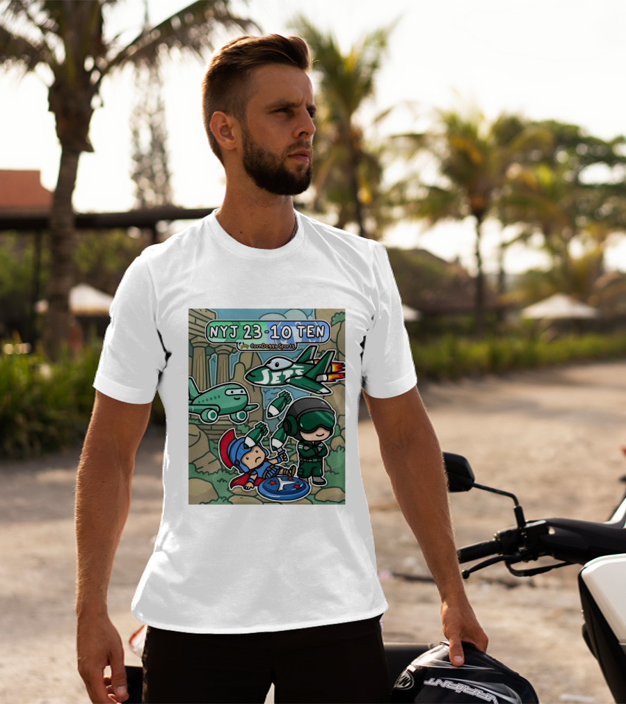 NYJ 23 10 TEN CornDoggy Sports New York Jets Tennessee Titans Fan T-Shirt
